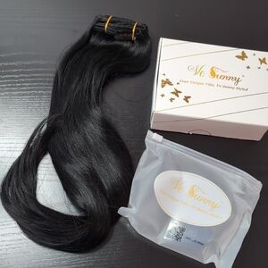 20 Inch 120 G 7 Pieces Real Human Hair Clip In Hair Extensions Jet Black